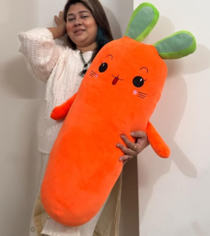 Carrot Plush Long Bedside Pillow – 100cm