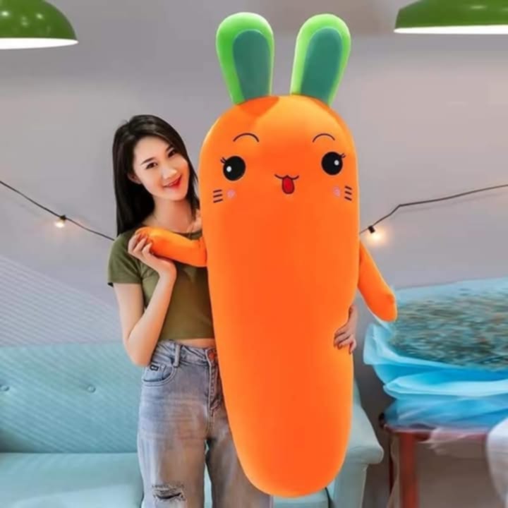 Carrot Plush Long Bedside Pillow – 100cm