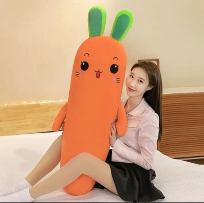 Carrot Plush Long Bedside Pillow – 100cm